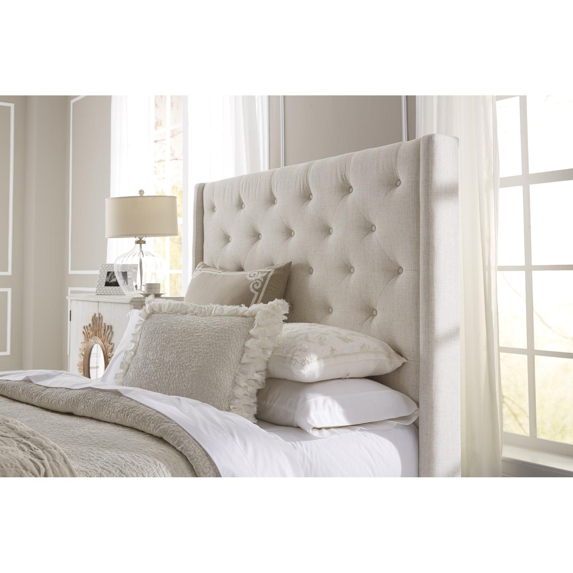 Lark Manor Fares Upholstered Wingback Headboard & Reviews Wayfair